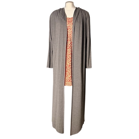 Isaac Liev Sweaters - Isaac Liev Hooded Maxi Cardigan Gray